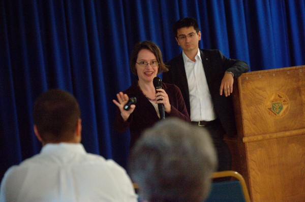 Dr. Angela Franks (left) and her husband, Dr. David Franks, discuss the psychological, social and spiritual impact of marriage on the family unit during their meeting with area Catholics at the Knights of Columbus Hall (Council 2537) in Old Town Sunday morning, Sept. 9, 2012. Dr. Angela Franks (left) and her husband, Dr. David Franks, discuss the psychological, social and spiritual impact of marriage on the family unit during their meeting with area Catholics at the Knights of Columbus Hall (Council 2537) in Old Town Sunday morning, Sept. 9, 2012.