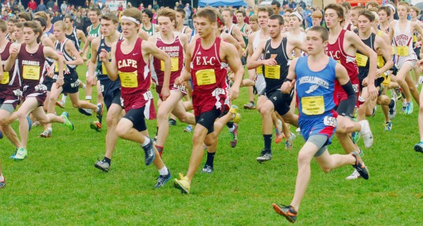 The varsity boys race begins at the Cross Country Festival of Champion at the Troy Howard Middle School in Belfast, Saturday, Sept. 29 2012. The varsity boys race begins at the Cross Country Festival of Champion at the Troy Howard Middle School in Belfast, Saturday, Sept. 29 2012.