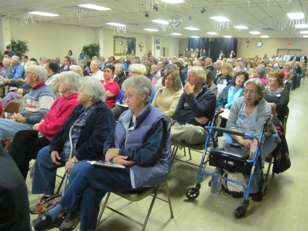 Hundreds of people turned out on Wednesday, October 24, 2012, at the Knights of Columbus Hall in Brunswick, for a Department of Health and Human Services hearing on a proposed merger between Parkview Adventist Medical Center and Central Maine Healthcare. Hundreds of people turned out on Wednesday, October 24, 2012, at the Knights of Columbus Hall in Brunswick, for a Department of Health and Human Services hearing on a proposed merger between Parkview Adventist Medical Center and Central Maine Healthcare.
