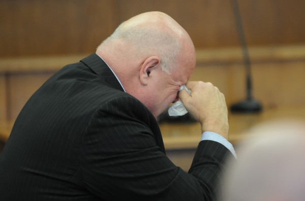 Former Milo Town Manager Jeffrey Gahagan weeps after delivering an apology in Piscataquis County Superior Court on Tuesday, October 23, 2012, before his sentencing for stealing over $45,000 from the Three Rivers Kiwanis Club. Former Milo Town Manager Jeffrey Gahagan weeps after delivering an apology in Piscataquis County Superior Court on Tuesday, October 23, 2012, before his sentencing for stealing over $45,000 from the Three Rivers Kiwanis Club.