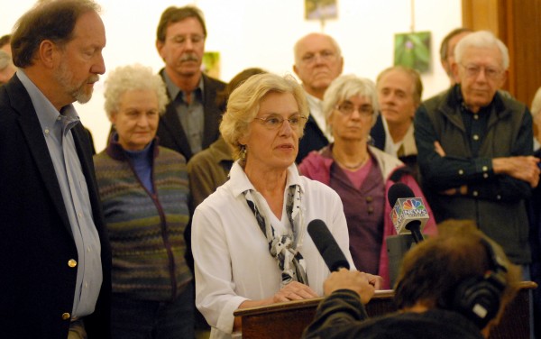 Bangor resident Gwethalyn Phillips speaks to the media on Tuesday, Oct. 16, 2012 about concerns over "the unethical and very likely illegal campaign finance violations that Nichi Farnham is involved with in order to regain her seat in the Maine Senate," stated Phillips. About 30 people gathered in the Bangor Library with Phillips. Bangor resident Gwethalyn Phillips speaks to the media on Tuesday, Oct. 16, 2012 about concerns over "the unethical and very likely illegal campaign finance violations that Nichi Farnham is involved with in order to regain her seat in the Maine Senate," stated Phillips. About 30 people gathered in the Bangor Library with Phillips.