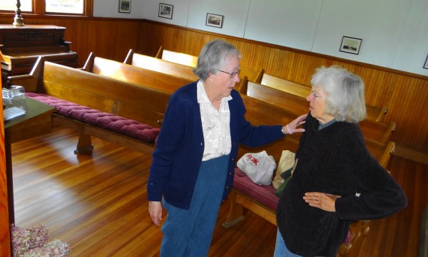 Joyce Fenner (left) and Ann Mullen discuss renovations to the chapel at Belfast's Grove Cemetery. The chapel will be open to the public 10 a.m. to 4 p.m. Friday, Oct 12, and cemetery tours will be offered at 10 a.m. and 1 p.m. Joyce Fenner (left) and Ann Mullen discuss renovations to the chapel at Belfast's Grove Cemetery. The chapel will be open to the public 10 a.m. to 4 p.m. Friday, Oct 12, and cemetery tours will be offered at 10 a.m. and 1 p.m.