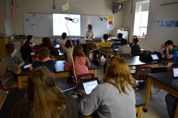 Students in Ms. Wilcox's sophomore chemistry class answer questions through an eClicker app on their iPads at Foxcroft Academy in Dover-Foxcroft on Tuesday, Oct. 16, 2012. Students in Ms. Wilcox's sophomore chemistry class answer questions through an eClicker app on their iPads at Foxcroft Academy in Dover-Foxcroft on Tuesday, Oct. 16, 2012.