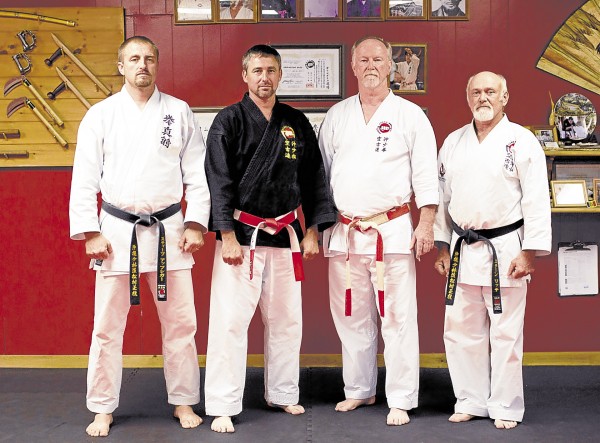 Taking part in this weekend’s karate events in Orrington and Orland will be (from left) Steve Apsega, sensei at Maine Traditional Karate in Orrington; visiting instructor Loren Engelby from Minnesota; Hanshi John Shipes from Texas; and Stan Leach, sensei at the Orland Shorin Ryu dojo. Taking part in this weekend’s karate events in Orrington and Orland will be (from left) Steve Apsega, sensei at Maine Traditional Karate in Orrington; visiting instructor Loren Engelby from Minnesota; Hanshi John Shipes from Texas; and Stan Leach, sensei at the Orland Shorin Ryu dojo.