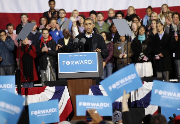 President Barack Obama speaks at a campaign rally at the Community College of Aurora, in Aurora, Colo., Sunday, Nov. 4, 2012. President Barack Obama speaks at a campaign rally at the Community College of Aurora, in Aurora, Colo., Sunday, Nov. 4, 2012.