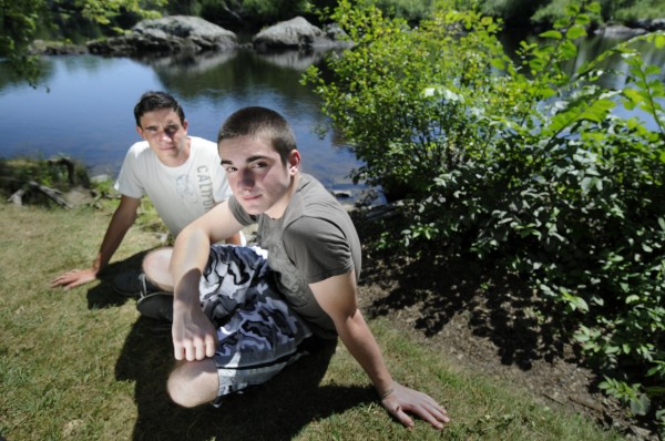 Tyler Jewett (front) and Anton Klose, both 16 and both rising juniors at Orono High School, risked their lives in August to save a couple swimming in the Stillwater River behind Orono's Webster Park. Tyler Jewett (front) and Anton Klose, both 16 and both rising juniors at Orono High School, risked their lives in August to save a couple swimming in the Stillwater River behind Orono's Webster Park.