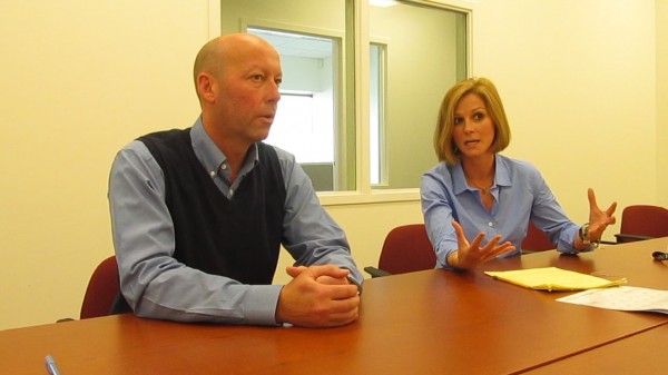 Dean Jacobs and Courtney Oland, co-owners of Waltz Long Term Care Pharmacy in Brunswick, discuss on Oct. 31, 2012, how their business grew from the back room of a retail pharmacy in Camden to the 13,000-square-foot facility the business inhabited in September. Dean Jacobs and Courtney Oland, co-owners of Waltz Long Term Care Pharmacy in Brunswick, discuss on Oct. 31, 2012, how their business grew from the back room of a retail pharmacy in Camden to the 13,000-square-foot facility the business inhabited in September.