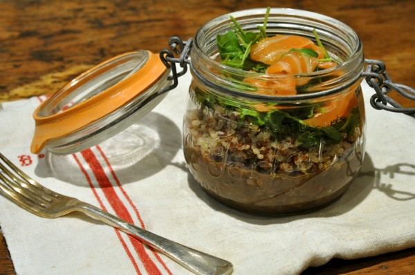 Jars are great for saving and using again and again for storing things or serving this lentil salad with smoked salmon. Jars are great for saving and using again and again for storing things or serving this lentil salad with smoked salmon.