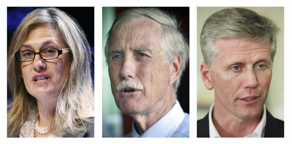 FILE - These 2012 file photos show Maine candidates for U.S. Senate in the November 2012 general election, Democrat Cynthia Dill, left, Independent Angus King, center, and Republican Charlie Summers. FILE - These 2012 file photos show Maine candidates for U.S. Senate in the November 2012 general election, Democrat Cynthia Dill, left, Independent Angus King, center, and Republican Charlie Summers.