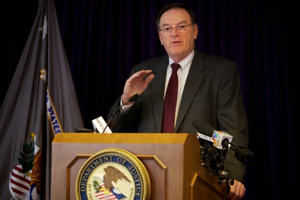 U.S. Attorney Thomas E. Delahanty announces a plea deal in Portland on Thursday Nov. 8, 2012 sending Casey Furey to jail for 15 to 20 years for setting a fire aboard the USS Miami in Kittery in May. U.S. Attorney Thomas E. Delahanty announces a plea deal in Portland on Thursday Nov. 8, 2012 sending Casey Furey to jail for 15 to 20 years for setting a fire aboard the USS Miami in Kittery in May.