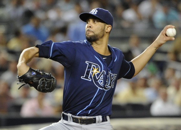 This Sept. 14, 2012 file photo shows Tampa Bay Rays starting pitcher David Price throwing against the New York Yankees in the first inning of a baseball game at Yankee Stadium in New York. This Sept. 14, 2012 file photo shows Tampa Bay Rays starting pitcher David Price throwing against the New York Yankees in the first inning of a baseball game at Yankee Stadium in New York.
