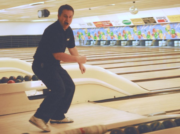 Matt Harnett of the Fairlanes A+ team of Halifax, Nova Scotia, reacts after recording a spare during the World Team Candlepin Bowling Tourney final against USA East at the Bangor-Brewer Bowling Lanes Saturday, Nov. 10 2012. Fairlanes won the title. Matt Harnett of the Fairlanes A+ team of Halifax, Nova Scotia, reacts after recording a spare during the World Team Candlepin Bowling Tourney final against USA East at the Bangor-Brewer Bowling Lanes Saturday, Nov. 10 2012. Fairlanes won the title.