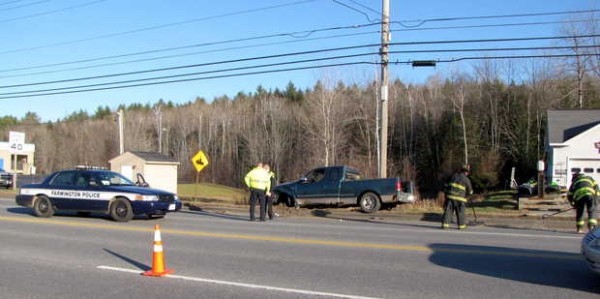 A two-vehicle crash on the Wilton Road, Route 2 and 4, slowed traffic along the four lane highway Tuesday afternoon in Farmington. A two-vehicle crash on the Wilton Road, Route 2 and 4, slowed traffic along the four lane highway Tuesday afternoon in Farmington.