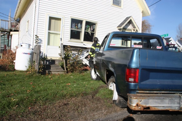 Rockland Fire Department Lt. Johnson inspecting the damage to the building. Rockland Fire Department Lt. Johnson inspecting the damage to the building.