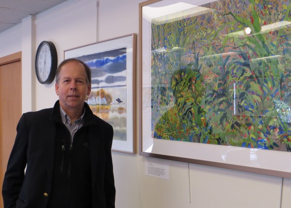 Carl Little, author of many Maine art books, stands in the Ellsworth Library's downstairs gallery. Carl Little, author of many Maine art books, stands in the Ellsworth Library's downstairs gallery.