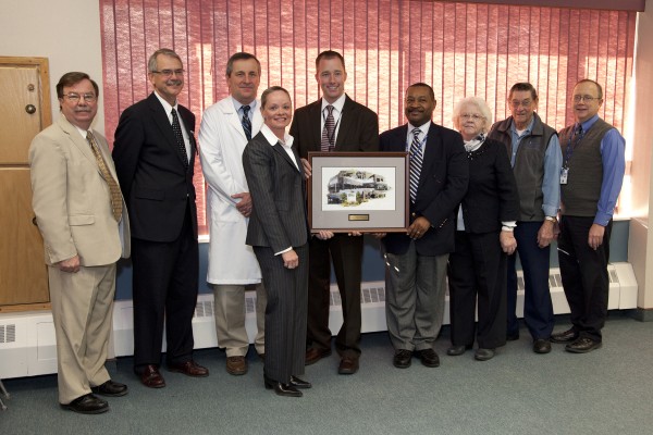 Celebrating the 25th anniversary of the community-based VA clinic in Caribou are Bill Flagg (from left), director of community relations and development at Cary Medical Center; Dr. Michael Mayo-Smith, VA New England network director; Dr. Robert Shaw, physician at the VA Clinic in Caribou; Kris Doody, RN, CEO at Cary Medical Center; Ryan Lilly, director of the Maine VA Healthcare System; Dr. Rodolphe Camy, VA clinic physician; Mildred Forbes, family nurse practitioner; Reginald Guerrette, original member of the Veterans Clinic formation group; and Gary Michaud, RN, CPHQ, head nurse, VA Clinic in Caribou. Celebrating the 25th anniversary of the community-based VA clinic in Caribou are Bill Flagg (from left), director of community relations and development at Cary Medical Center; Dr. Michael Mayo-Smith, VA New England network director; Dr. Robert Shaw, physician at the VA Clinic in Caribou; Kris Doody, RN, CEO at Cary Medical Center; Ryan Lilly, director of the Maine VA Healthcare System; Dr. Rodolphe Camy, VA clinic physician; Mildred Forbes, family nurse practitioner; Reginald Guerrette, original member of the Veterans Clinic formation group; and Gary Michaud, RN, CPHQ, head nurse, VA Clinic in Caribou.