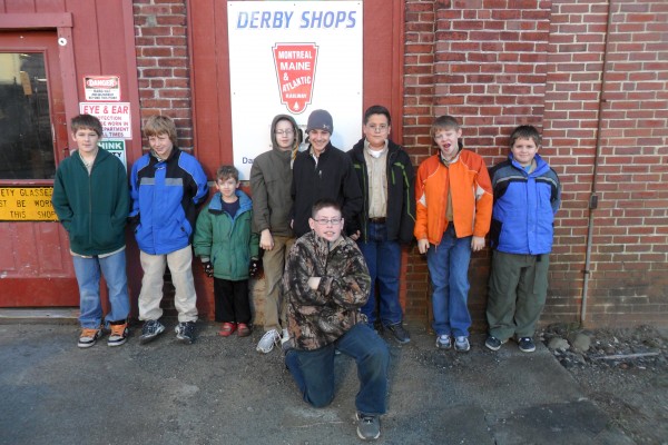 Courtesy photo
MILO, Maine -- Boy Scouts from Brewer’s Troop 1 recently toured the Derby Shops of the Montreal, Maine, and Atlantic Railway in Milo as part of their work in achieving the railroading merit badge.
The boys viewed a number of areas of work performed by employees there including locomotive and railcar repair, and inspection and rebuilding of locomotives for their own railroad, and other rail lines. The Scouts also learned more about the railroad which operates in Maine, Quebec and Vermont.
The trip to the Derby Shops was just one part of earning their merit badge. Under the guidance of merit badge counselor Fred Hirsch, they also researched other rail lines, learned about safety around rails, describeed different types of railcars, and identified the numerous types of jobs to run a railroad.
Troop 1 Boy Scouts are(from left) Daniel Loftin, Ethan Anderson, Cub Scout Nathan Page, Samuel Page, Jamie Seymour, Gary Cruzperez, Nicholas Luce, Spencer Proctor, and (kneeling) Jayden Edwards.
