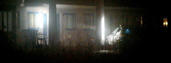 Spotlights from a police car light up the front of the motel room that an armed man reportedly refused to come out of at the Morning Star Motel on Lisbon Road in Lewiston on Tuesday. Spotlights from a police car light up the front of the motel room that an armed man reportedly refused to come out of at the Morning Star Motel on Lisbon Road in Lewiston on Tuesday.