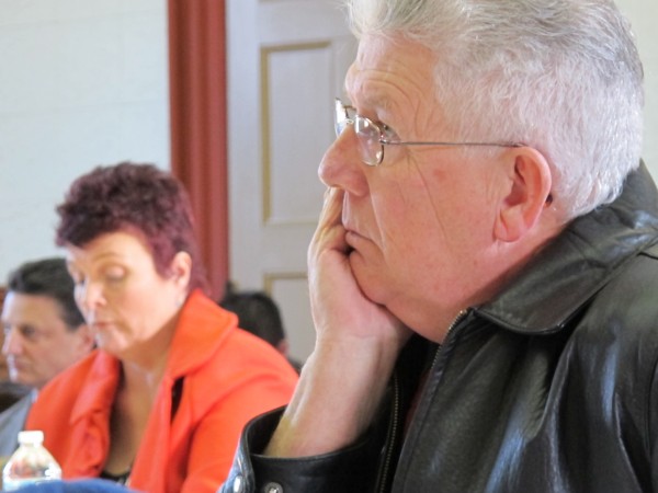 Cpt. Robert Gross, (foreground) the Washington County jail administrator, and Sgt. Karina Richardson, the jails clerk, listen to testimony Thursday afternoon during a hearing before the Washington County commissioners. Sheriff Donnie Smith accused his two jail employees of mismanaging funds from an inmate benefits fund and asked that they be fired. Cpt. Robert Gross, (foreground) the Washington County jail administrator, and Sgt. Karina Richardson, the jails clerk, listen to testimony Thursday afternoon during a hearing before the Washington County commissioners. Sheriff Donnie Smith accused his two jail employees of mismanaging funds from an inmate benefits fund and asked that they be fired.