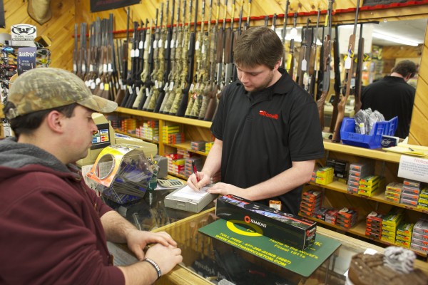 Chris Luce (left) buys a .22 caliber rifle from Bob Fennell Wednesday afternoon at Van Raymond Outfitters in Brewer. President Barack Obama announced proposals to reduce gun violence Wednesday morning. Chris Luce (left) buys a .22 caliber rifle from Bob Fennell Wednesday afternoon at Van Raymond Outfitters in Brewer. President Barack Obama announced proposals to reduce gun violence Wednesday morning.