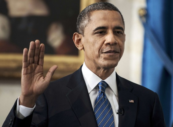 President Barack Obama is sworn in for a second term as President of the United States in the Blue Room of the White House in Washington, D.C., Jan. 20, 2013. President Barack Obama is sworn in for a second term as President of the United States in the Blue Room of the White House in Washington, D.C., Jan. 20, 2013.