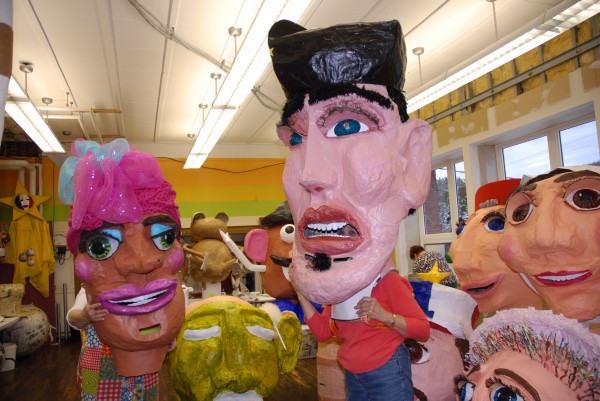 A collection of big heads is waiting to come to life for the 2014 World Acadian Congress. A collection of big heads is waiting to come to life for the 2014 World Acadian Congress.