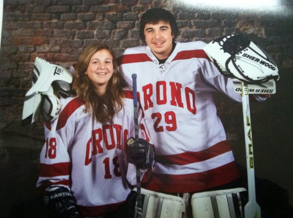 Orono High School hockey teammates Makayla and Mike Brown are one of three sister-brother combinations playing in high school hockey playoff games Tuesday, Feb. 26, 2013. Orono High School hockey teammates Makayla and Mike Brown are one of three sister-brother combinations playing in high school hockey playoff games Tuesday, Feb. 26, 2013.