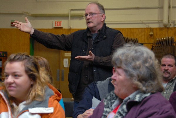 Former East Millinocket School Committee member Don Hendsbee urges the committee to consider alternative solutions to repairing Schenck High School as he speaks during a meeting on Tuesday, Feb. 19, 2013. Former East Millinocket School Committee member Don Hendsbee urges the committee to consider alternative solutions to repairing Schenck High School as he speaks during a meeting on Tuesday, Feb. 19, 2013.