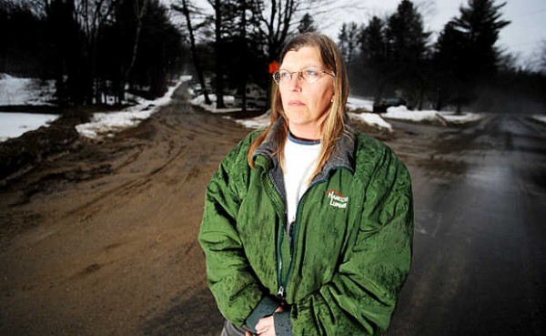 Linda Pothier, her husband and her uncle are in a dispute with Nicole Lutz and her family over use of Abbott Pond Road, on the left, in Sumner. The Pothiers claim they have been using the road for years and should be able to use it to access a farm they have on the road. Lutz claims she owns the road. Linda Pothier, her husband and her uncle are in a dispute with Nicole Lutz and her family over use of Abbott Pond Road, on the left, in Sumner. The Pothiers claim they have been using the road for years and should be able to use it to access a farm they have on the road. Lutz claims she owns the road.