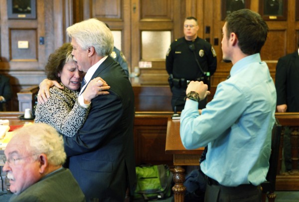 Mark Strong Sr. comforts his wife, Julie, after she became emotional while addressing Justice Nancy Mills during Strong's sentencing at Cumberland County Superior Court in Portland on Thursday, March 21, 2013. Mark Strong Sr. comforts his wife, Julie, after she became emotional while addressing Justice Nancy Mills during Strong's sentencing at Cumberland County Superior Court in Portland on Thursday, March 21, 2013.