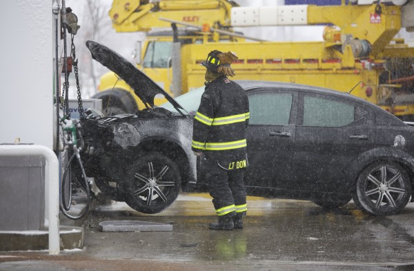 Bangor Fire crews work to remove a vehicle that collided with a gas pump at the Circle K gas station on Broadway on Monday morning. The driver was taken to a Bangor hospital with non-life threatening injuries. Bangor Fire crews work to remove a vehicle that collided with a gas pump at the Circle K gas station on Broadway on Monday morning. The driver was taken to a Bangor hospital with non-life threatening injuries.