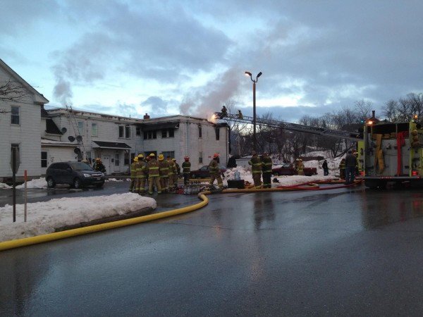 Crews from three towns fought an apartment house fire Sunday evening in Presque Isle. Crews from three towns fought an apartment house fire Sunday evening in Presque Isle.