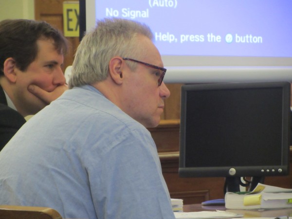 Franklin Higgins (right) listens Monday morning as his attorney Philip Cohen offers opening statements to the jury in Knox County Superior Court in Rockland. Defense attorney Jeremy Pratt is seated with Higgins. Franklin Higgins (right) listens Monday morning as his attorney Philip Cohen offers opening statements to the jury in Knox County Superior Court in Rockland. Defense attorney Jeremy Pratt is seated with Higgins.