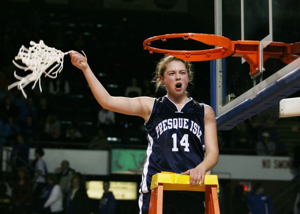 Presque Isle Wildcat Chandler Guerrette celebrates after winning the Class B basketball state championship Friday, March 1, 2013, at the Cumberland County Civic Center in Portland. Presque Isle Wildcat Chandler Guerrette celebrates after winning the Class B basketball state championship Friday, March 1, 2013, at the Cumberland County Civic Center in Portland.
