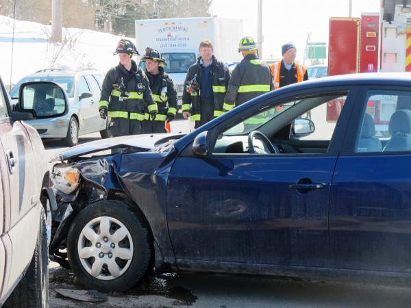 High Street in Ellsworth was limited to two lanes for about 45 minutes after a pickup and a car collided Thursday morning. High Street in Ellsworth was limited to two lanes for about 45 minutes after a pickup and a car collided Thursday morning.