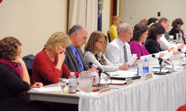 Members of the Maine Legislature's Appropriations Committee listen to testemony during a public hearing at Jeff's Catering in Brewer on Monday. Members of the Maine Legislature's Appropriations Committee listen to testemony during a public hearing at Jeff's Catering in Brewer on Monday.