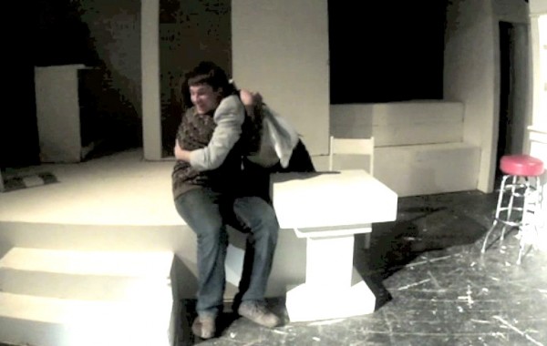 Two members of the Fort Kent drama club embrace during a re-enactment of the club's winning one-act play “Prelude to a Kiss.” Two members of the Fort Kent drama club embrace during a re-enactment of the club's winning one-act play “Prelude to a Kiss.”
