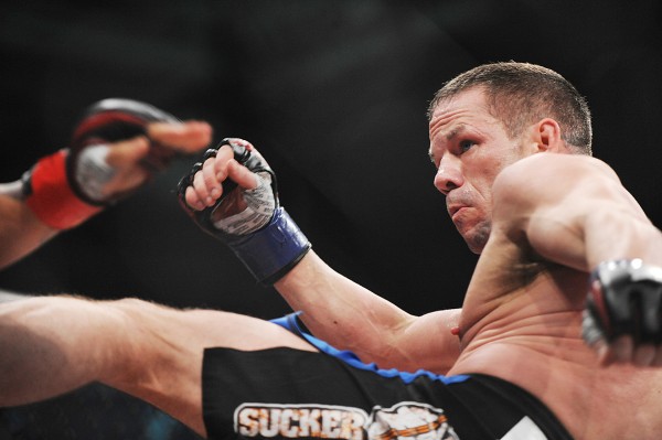 Bangor's Marcus Davis delivers a kick to Waachiim Spiritwolf during a recent Bellator MMA fight at the Androscoggin Bank Colisee in Lewiston. Bangor's Marcus Davis delivers a kick to Waachiim Spiritwolf during a recent Bellator MMA fight at the Androscoggin Bank Colisee in Lewiston.