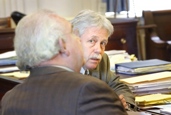 Mark Strong Sr. talks with his attorney Dan Lilley in York County Superior Court on Tuesday, February 26. Attorneys for Strong argued for charges against Mark Strong Sr. to be dropped because prosecutors had failed to release key evidence before the trial that could have been used in Strong's defense. Mark Strong Sr. talks with his attorney Dan Lilley in York County Superior Court on Tuesday, February 26. Attorneys for Strong argued for charges against Mark Strong Sr. to be dropped because prosecutors had failed to release key evidence before the trial that could have been used in Strong's defense.