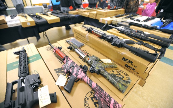 Guns on display at JT Reid's Bangor Gun Show at the Elks Lodge in Bangor on Sunday. Guns on display at JT Reid's Bangor Gun Show at the Elks Lodge in Bangor on Sunday.