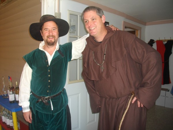 Owner Sean Bailey (right, in friar's costume) with a friend, at Fat Friar Meadery in Newcastle. Owner Sean Bailey (right, in friar's costume) with a friend, at Fat Friar Meadery in Newcastle.