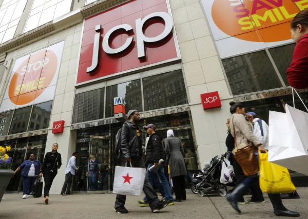 Shoppers walk past the J.C. Penney's store in New York in this file photo taken April 11, 2013. U.S. retail sales contracted in March for the second time in three months and consumer confidence tumbled in April, a sign that tax hikes early this year have stolen momentum from the American economy. Shoppers walk past the J.C. Penney's store in New York in this file photo taken April 11, 2013. U.S. retail sales contracted in March for the second time in three months and consumer confidence tumbled in April, a sign that tax hikes early this year have stolen momentum from the American economy.