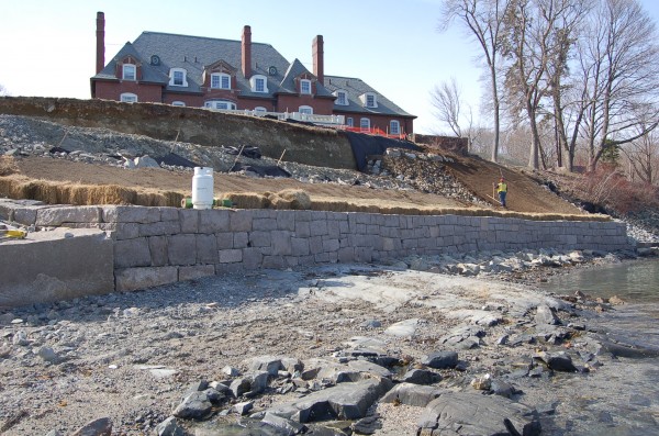Construction workers had to battle the cold and tides this winter and spring as they took apart and rebuilt a more than century old sea wall protecting the Maine Sea Coast Mission property in Bar Harbor. Construction workers had to battle the cold and tides this winter and spring as they took apart and rebuilt a more than century old sea wall protecting the Maine Sea Coast Mission property in Bar Harbor.