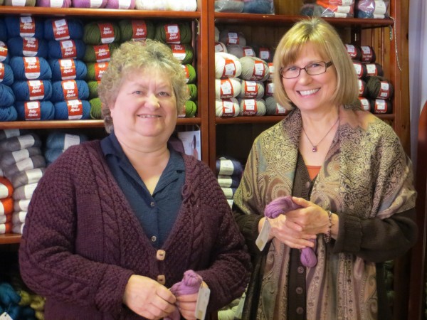 Patti Lewis (left) and Sandy Spiller met each other in Sandy's Glenburn shop. Patti Lewis (left) and Sandy Spiller met each other in Sandy's Glenburn shop.