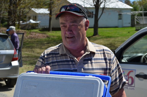 David Proulx of Waterville shows a Coleman cooler he retrieved from Maine State Police evidence on Saturday, May 4 in Skowhegan. The cooler was recovered from the campsite of Christopher Knight in April. David Proulx of Waterville shows a Coleman cooler he retrieved from Maine State Police evidence on Saturday, May 4 in Skowhegan. The cooler was recovered from the campsite of Christopher Knight in April.