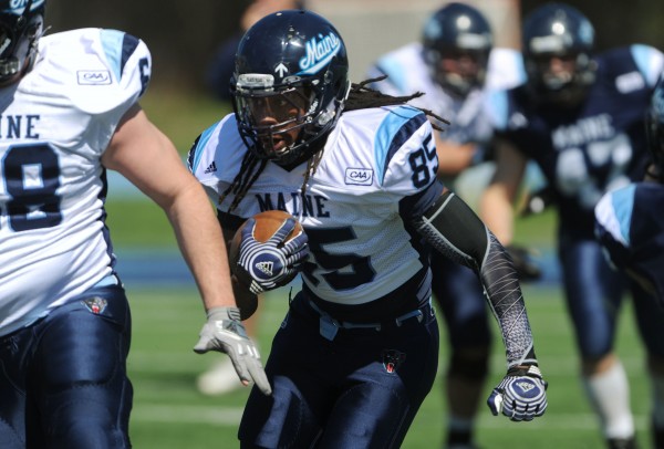 UMaine's Najee Green carries the ball during the Maine Black Bear Football 2013 Jeff Cole Scrimmage on Saturday in Orono. UMaine's Najee Green carries the ball during the Maine Black Bear Football 2013 Jeff Cole Scrimmage on Saturday in Orono.