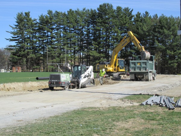 A crew from Sargent Corporation does site preparation Monday as part of a project to renovate the track around Old Town High School's Victory Field. A crew from Sargent Corporation does site preparation Monday as part of a project to renovate the track around Old Town High School's Victory Field.