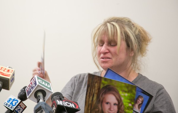 Kristine Willey, the mother of missing Glenburn teen Nichole Cable, shows pictures of her daughter to the media during a press conference at Maine Superior Court in Bangor on Wednesday. Cable, 15, was last seen on Route 221 in her hometown on Sunday. Kristine Willey, the mother of missing Glenburn teen Nichole Cable, shows pictures of her daughter to the media during a press conference at Maine Superior Court in Bangor on Wednesday. Cable, 15, was last seen on Route 221 in her hometown on Sunday.