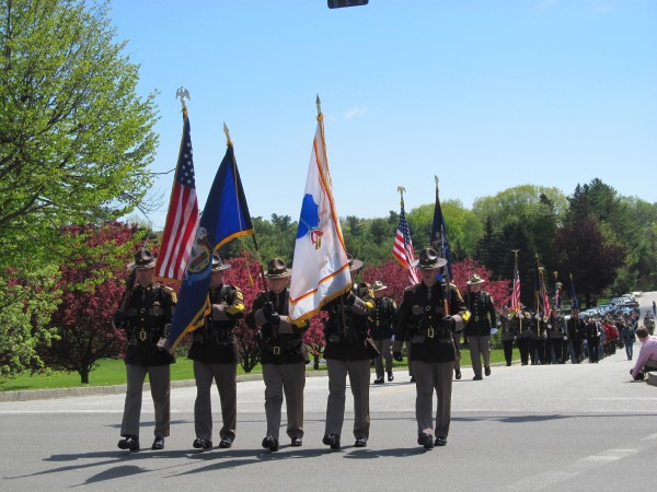 Color guards from numerous law enforcement agencies across Maine paraded into a ceremony memorializing fallen officers on Thursday, May 16, 2013, in Augusta. Color guards from numerous law enforcement agencies across Maine paraded into a ceremony memorializing fallen officers on Thursday, May 16, 2013, in Augusta.