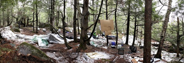 Some of Christopher Knight's camp, known locally as the North Pond Hermit, still remains after authorities dismantled much of the site. Some of Christopher Knight's camp, known locally as the North Pond Hermit, still remains after authorities dismantled much of the site.
